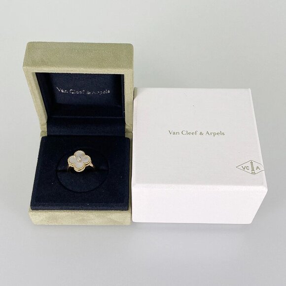 Van Cleef & Arpels Vintage Alhambra VCARA41148 Yellow gold Shell diamond Ring - Picture 10 of 14